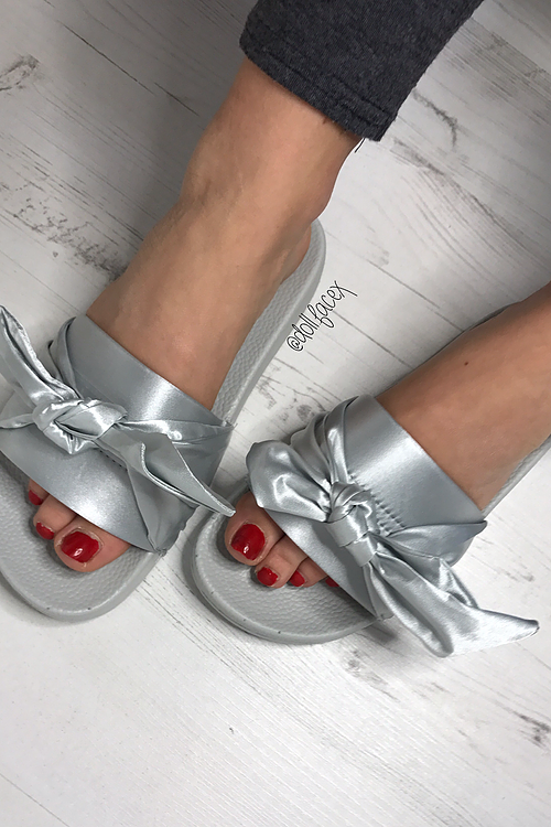 Satin bow sliders on sale