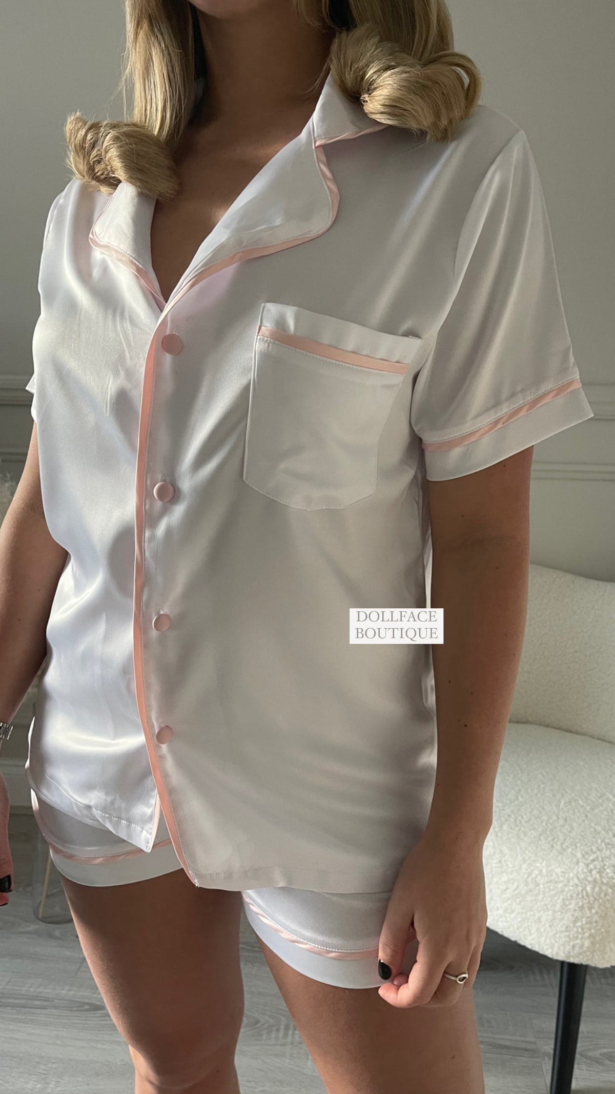 DOLL FACE White & Pink Pyjamas DollFace Boutique Limited