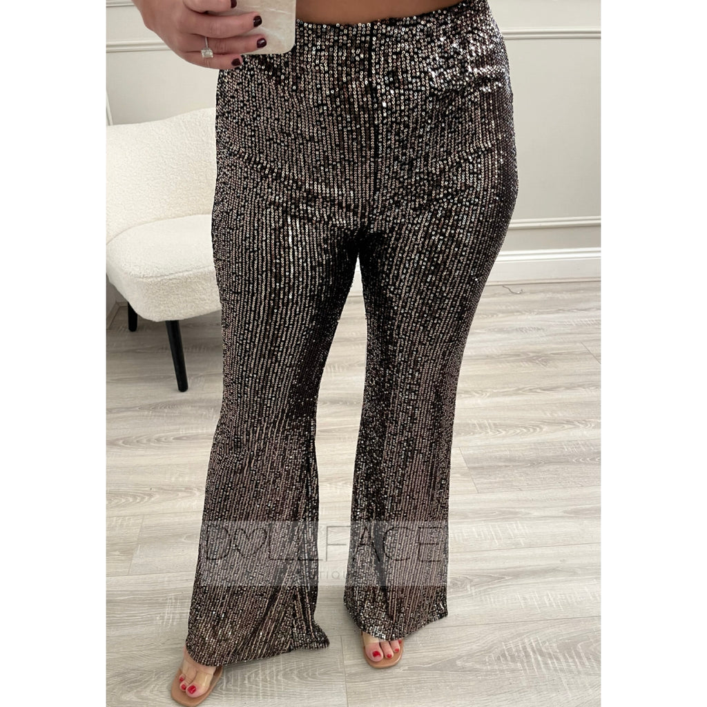 RAE Black & Gold Sequin Trousers