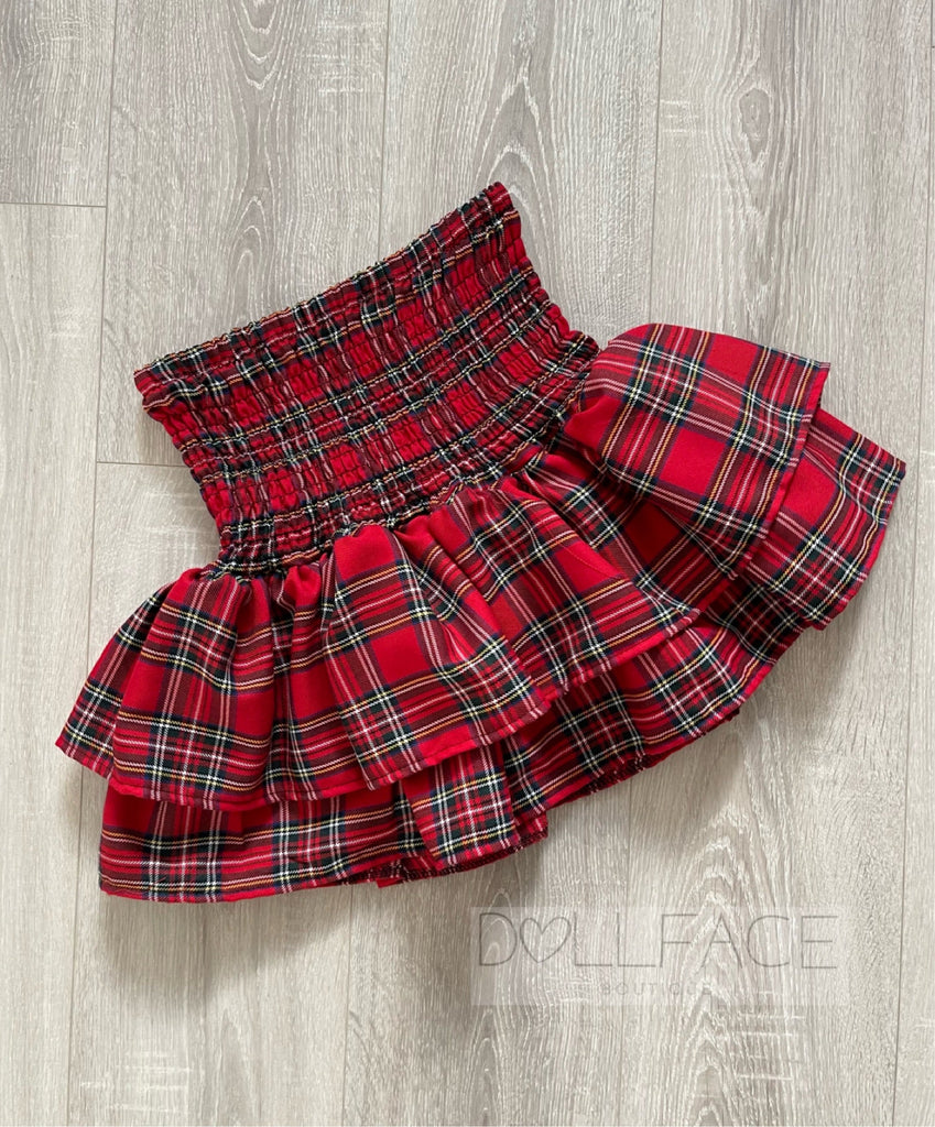 BONNIE Red Tartan Mini Rara Skirt