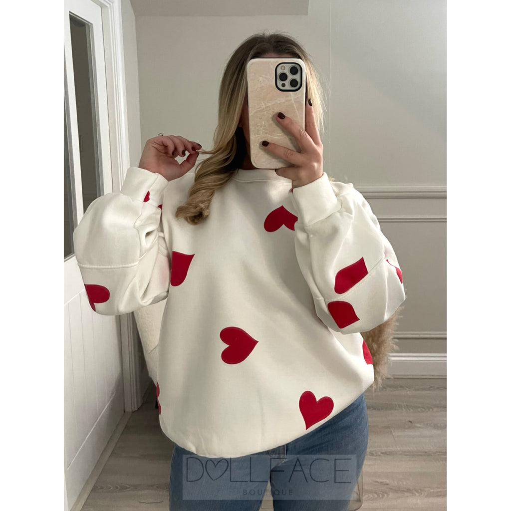 LOUISE White & Red Jumper Sweater