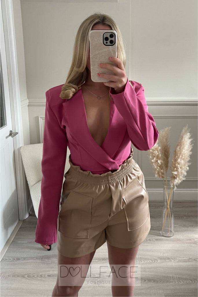 OPHELIA Cropped Pink Blazer Top